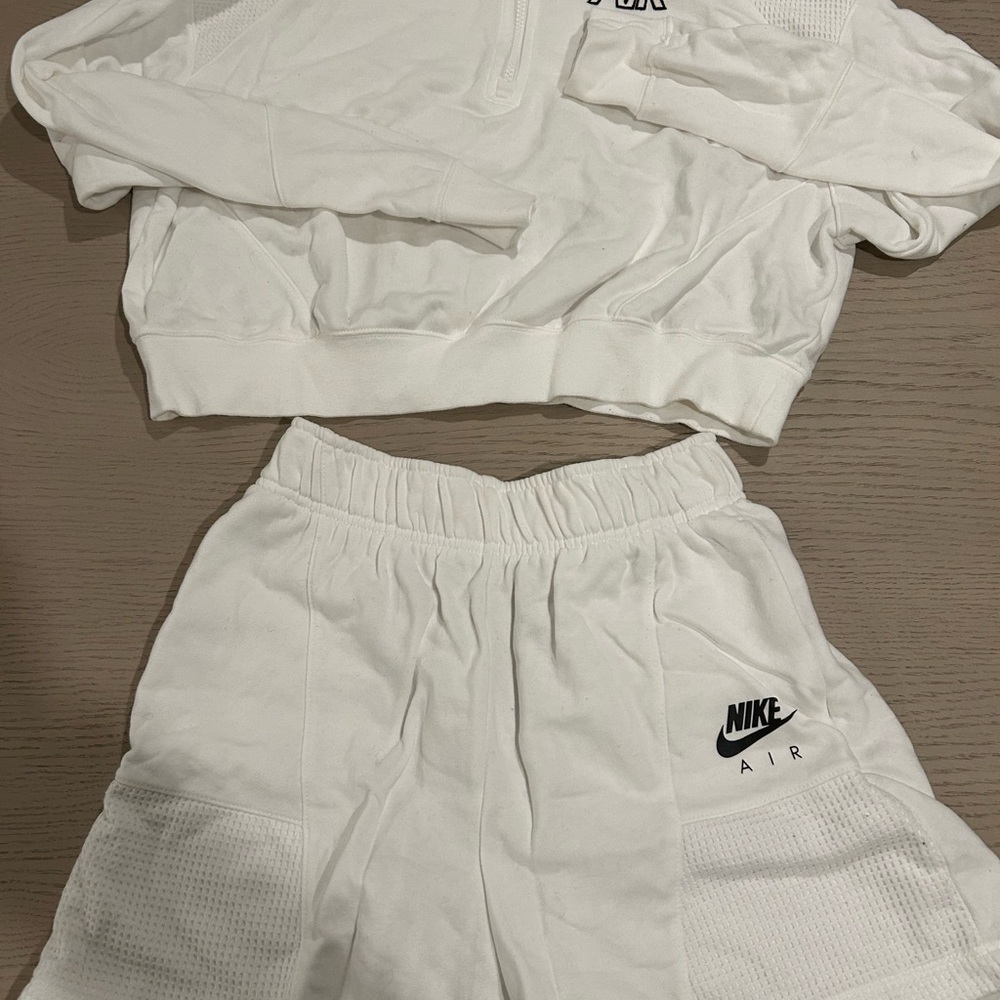 Nike White Sweatshirt and Matching Shorts Set